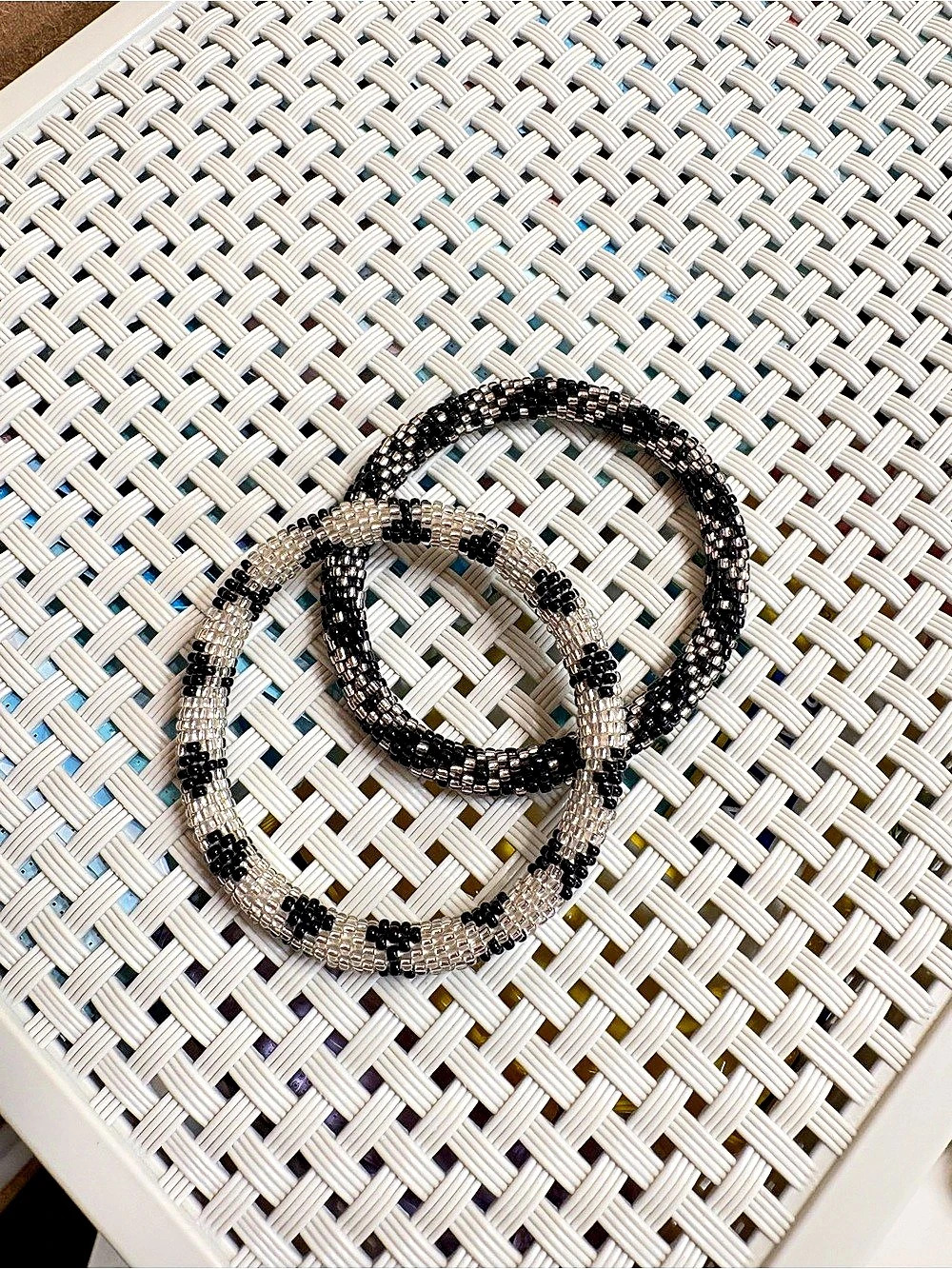Sashka Co. Beaded Bracelet in Black & Silver